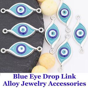 Blue Eye Drop Link Alloy Jewelry Accessories  10 Pcs